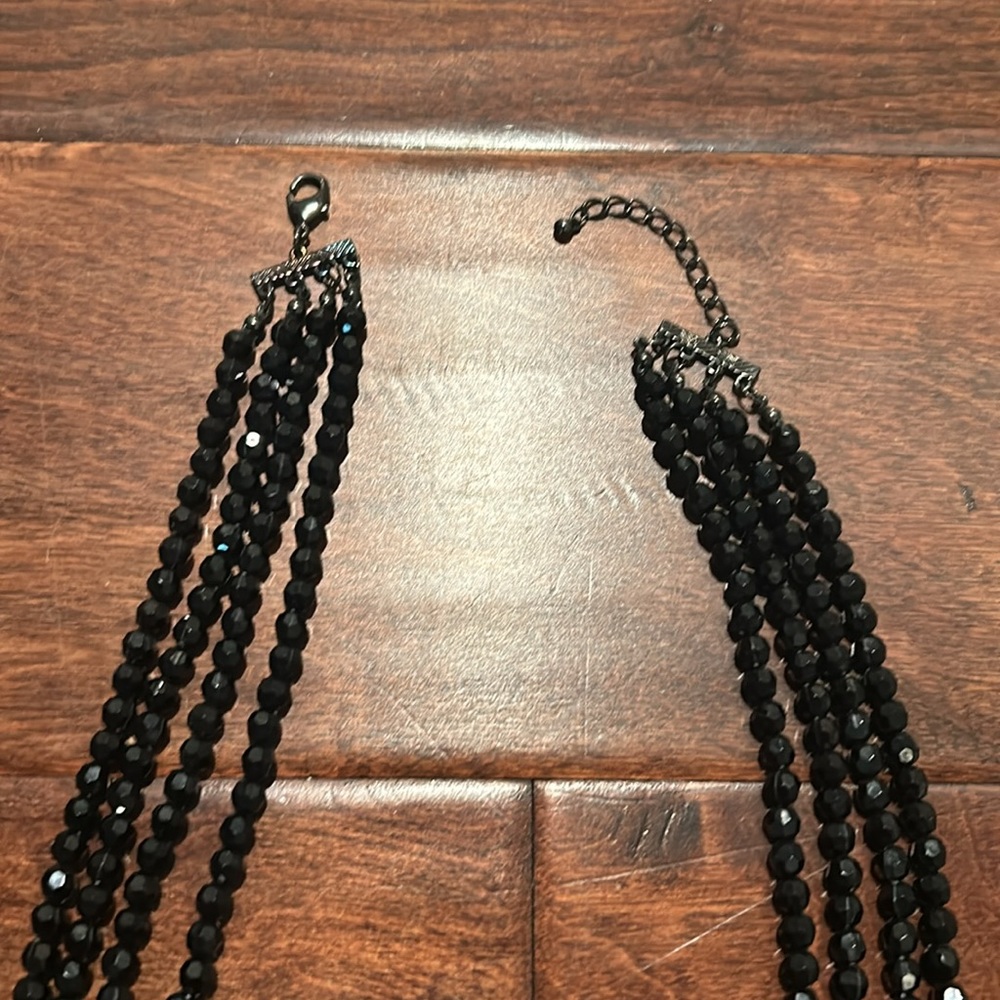 Black Asymmetrical Statement Necklace - image 5